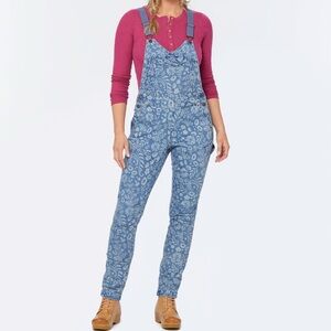 NWT Viral Sold-Out Floral Indigo Denim Bib Overalls